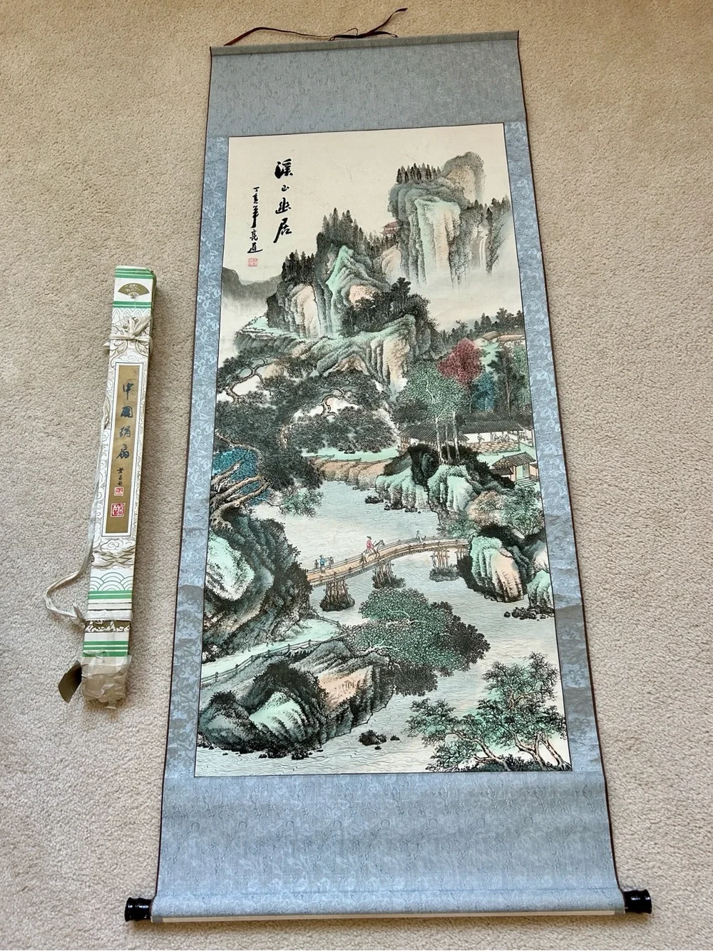 Traditional Chinese Landscape Hanging Scroll Wall Art